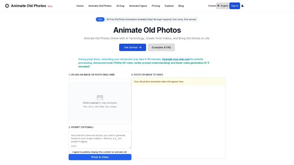 Animate Old Photos Online & Free | Bring Memories to Life with AI