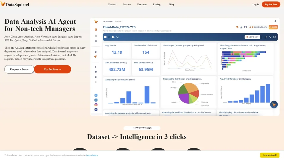 DataSquirrel.ai - Data Analysis for Non-Tech Business Managers. Using AI but Secure.