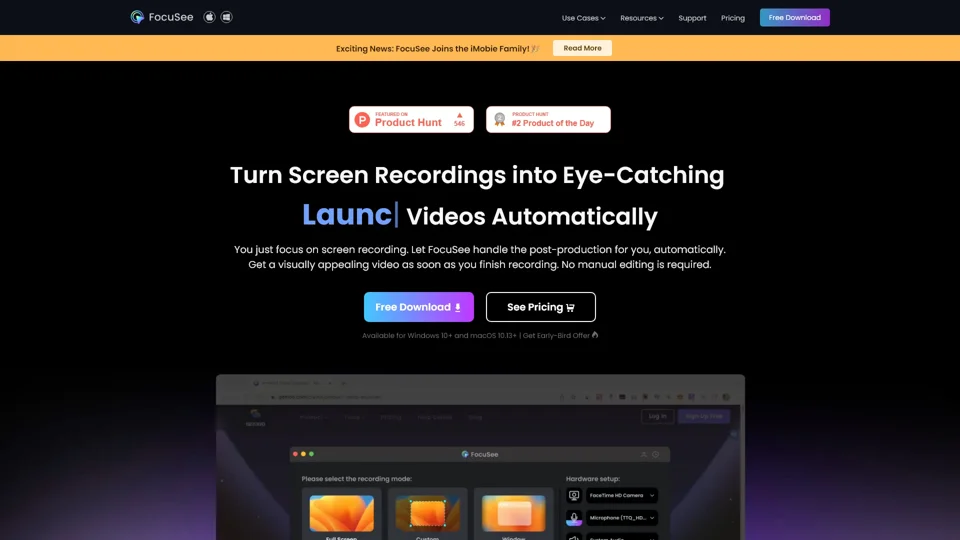 FocuSee | Screen Recording with Automatic Zoom In on the Video