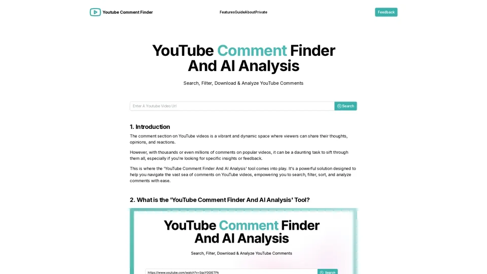 YouTube Comment Finder And AI Analysis - Search, Filter, Download & AI Analyze YouTube Comments