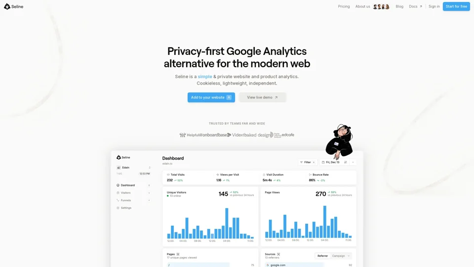 Seline is a simple and private platform for website analytics.