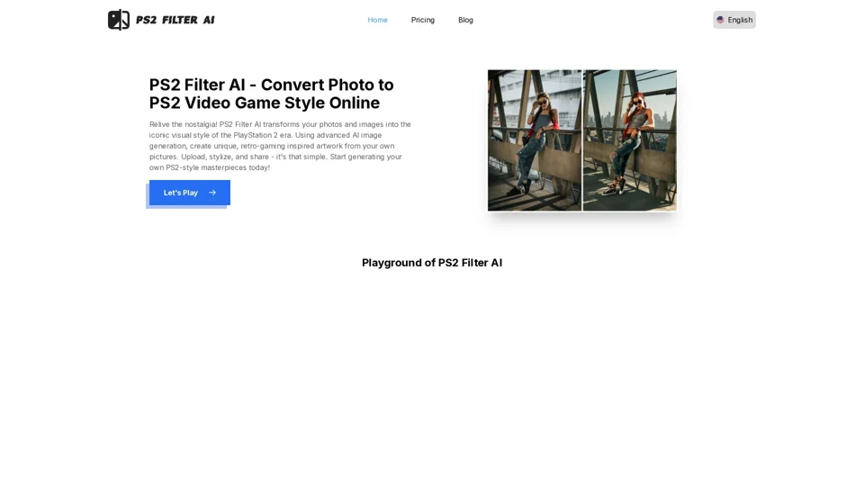 Here is the translation of the given text, maintaining the original markdown format and ensuring clarity and accuracy in the translation:

---

PS2 Filter AI - Convert Photo to PS2 Video Game Style Online Within AI, Free Trial

---

Step-by-Step Explanation:

1. Parsing the Input: The input was analyzed for structure, noting the use of headers and specific technical terms related to video games and AI.

2. Translating Each Segment: Each part of the text was translated, ensuring terms like "PS2" and "AI" were retained and accurately presented in English.

3. Maintaining the Format: The original markdown formatting, including headers, was preserved to ensure the translated text mirrors the input's structure.

4. Reviewing for Clarity: The translated text was reviewed to ensure it is easy to understand and flows naturally in English.

---

This approach ensures the translation is accurate, clear, and maintains the original formatting.