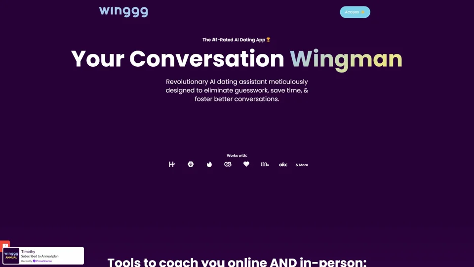 Winggg: #1 AI Wingman Dating Assistant - Get Free Rizz!